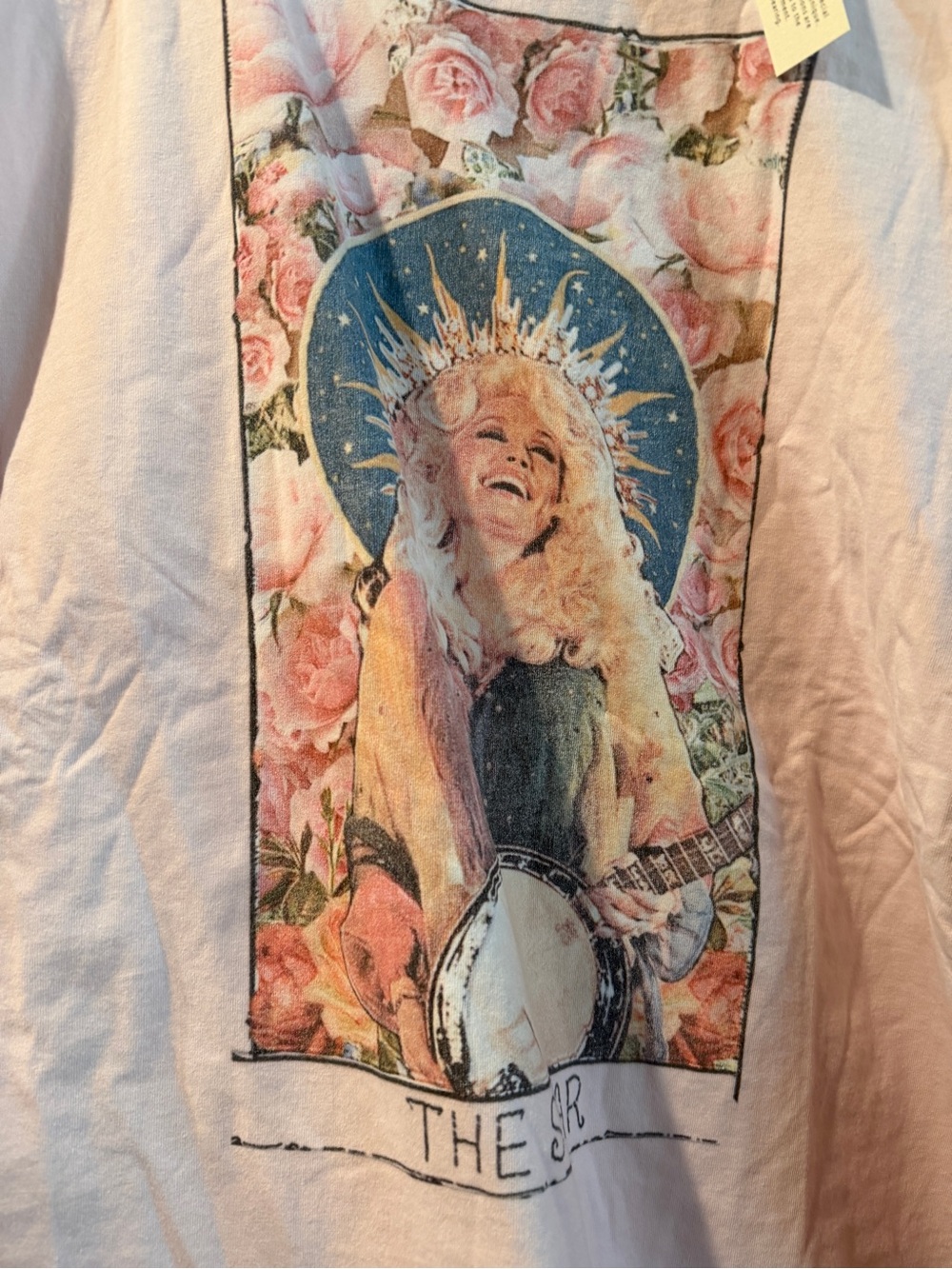NWT! Blue Velvet Boho Pink Graphic Dolly Parton Tunic Floral Patchwork Sleeves - Picture 2 of 5